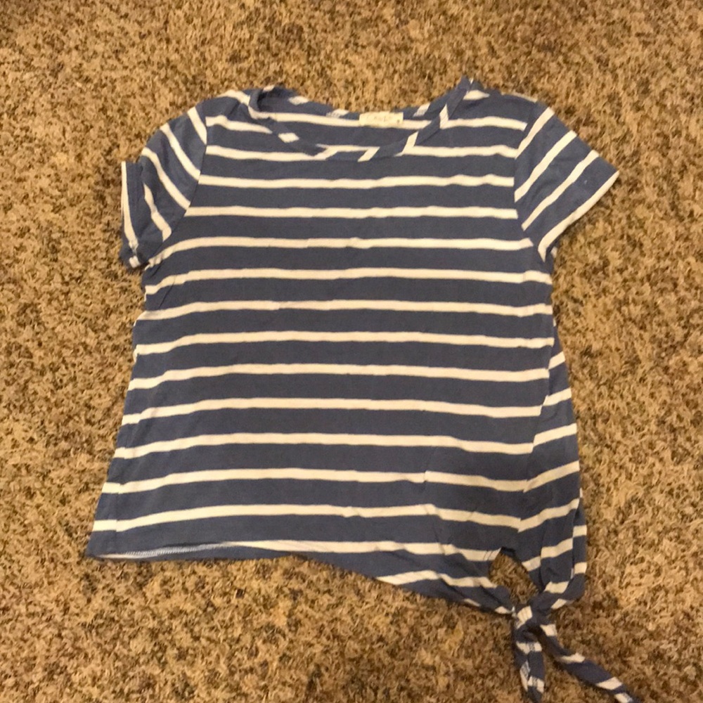 Blue and white crop tee